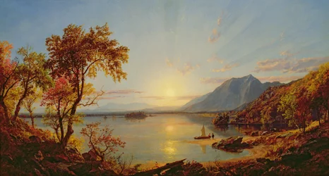 Zonsondergang, Lake George, New York, 1867